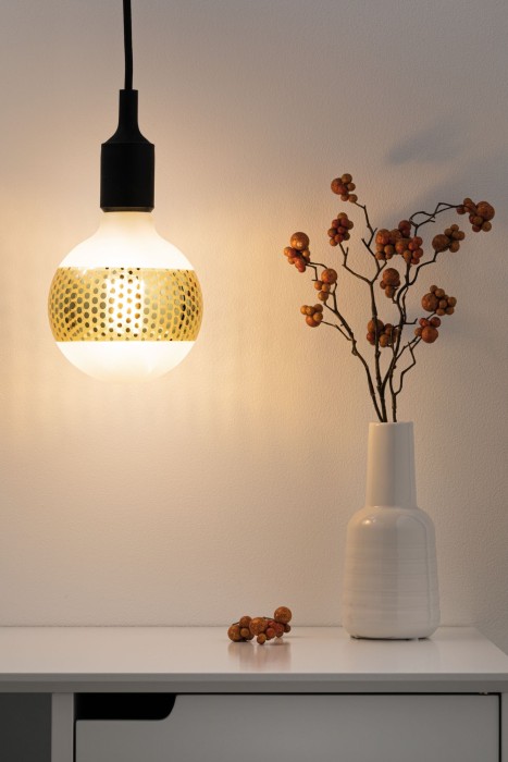 Bec LED G125 cu inel oglindă aurie, punctată 420lm E27 cu flux luminos variabil 2500K 230V [3]