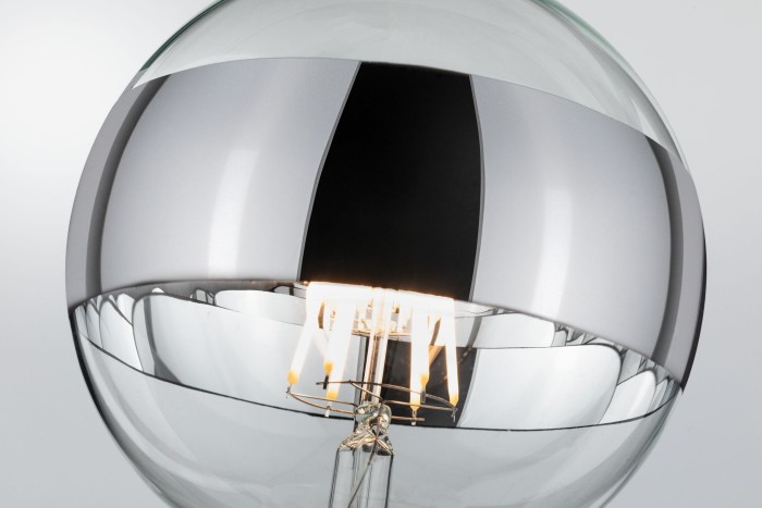 Bec LED G125 cu oglindă inel 640lm E27 2700K 6,5W 230V, argintiu, cu flux luminos variabil [3]