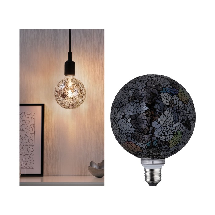 Bec LED G125 Miracle Mosaic 470lm negru, cu flux luminos variabil E27 2700K 230V [1]