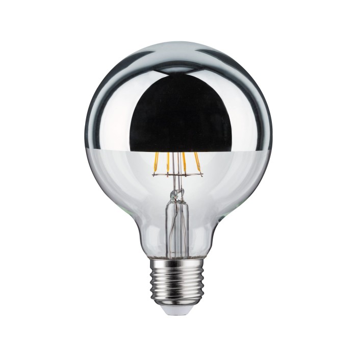 Bec LED G95 cu oglindă 600lm E27 2700K 6,5W 230V, argintiu, cu flux luminos variabil [2]