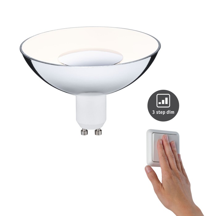 Bec LED decorativ, GU10, 4,9W alb/argintiu, cu flux luminos variabil în 3 pași [6]