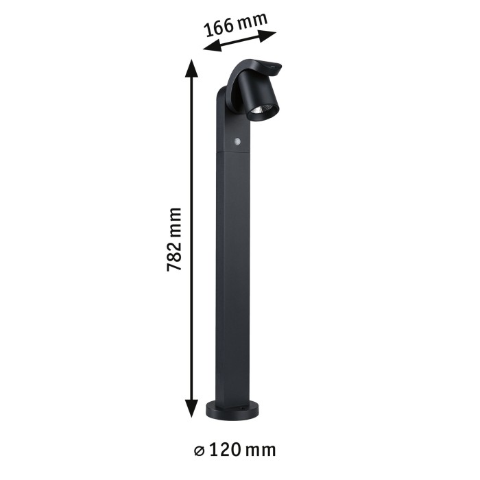 Bolard LED Cuff, cu senzor de mișcare, IP44, 3000K, 10W, 700lm, 230V, 70°, antracit [3]