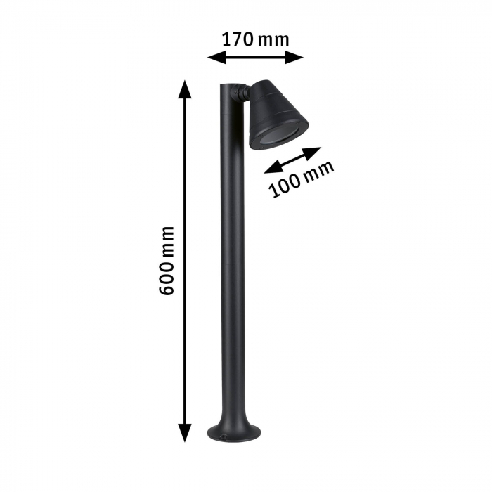 Bolard Trian, IP44, rotund, 600mm, max. 35W, 230V, antracit, GU10, aluminiu [3]