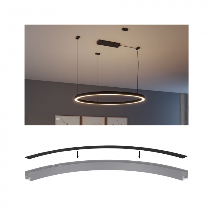Capac superior pentru profil luminos curb Linion, 786x36mm, negru [3]