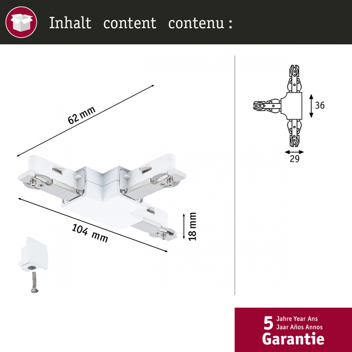 Conector T URail 104x62mm, max. 1000W, alb Signal [6]