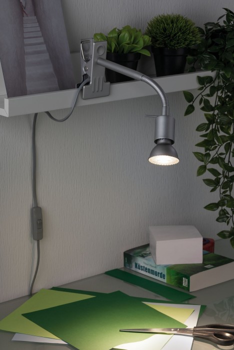 Lampă mobilă cu ștecher, Finja max 1x35W GU10, crom mat, cu braț flexibil [6]