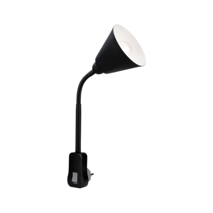 Lampă mobilă cu ștecher Junus E14, neagră, cu braț flexibil [2]