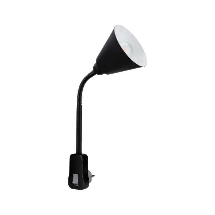 Lampă mobilă cu ștecher Junus E14, neagră, cu braț flexibil [3]