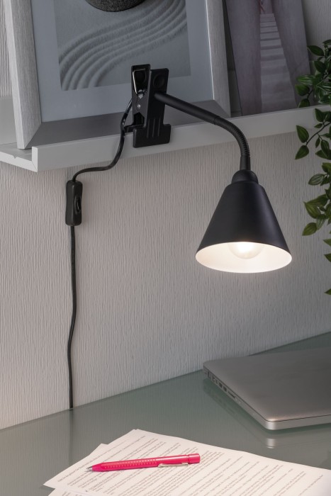 Lampă mobilă Vitis E14 neagră, cu braț flexibil [5]