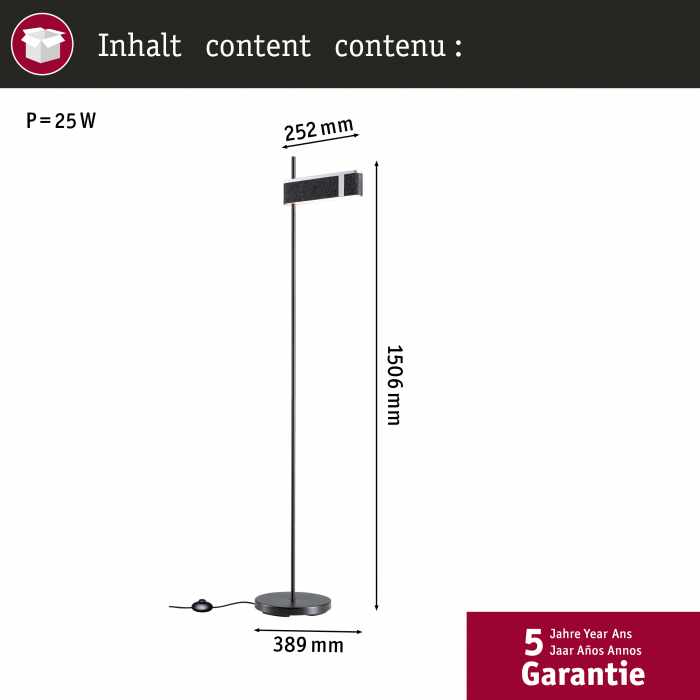 Lampadar LED Jagun, 2700K, 1250lm, 20,4W, antracit, cu flux luminos variabil în 3 pași [6]