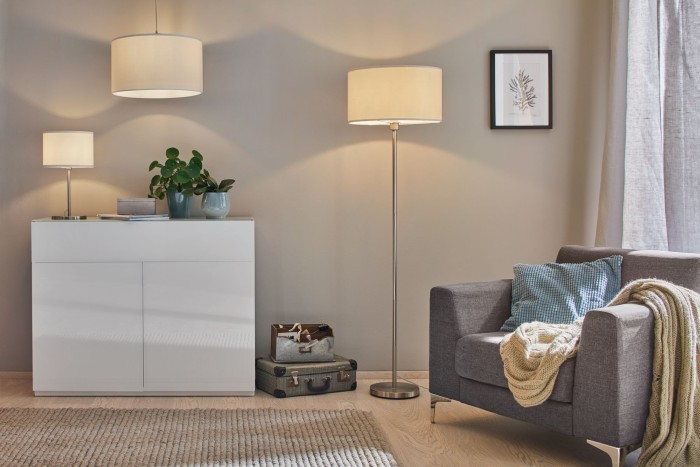 Lampadar Tessa max.1x60W E27 bej deschis, metal mat 230V metal/textil [5]