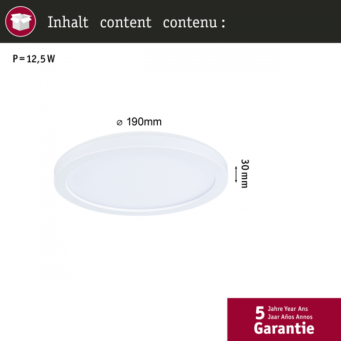 LED Panel Atria Shine Backlight  IP44 round 190mm  11,2W 850lm 4000K White [6]