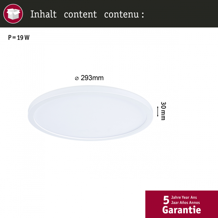 LED Panel Atria Shine Backlight  IP44 round 293mm  16W 1600lm 4000K White [5]