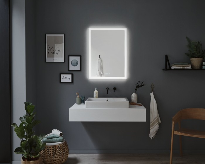 Oglindă iluminată Mirra dreptunghiulară IP44 LED 22W 600x800mm, temperatură de culoare variabilă, dezaburire [10]