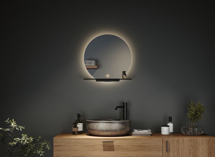 Oglindă iluminată LED Miro, IP44, 500lm, 230V, 11W, temperatură de culoare variabilă, negru mat [11]