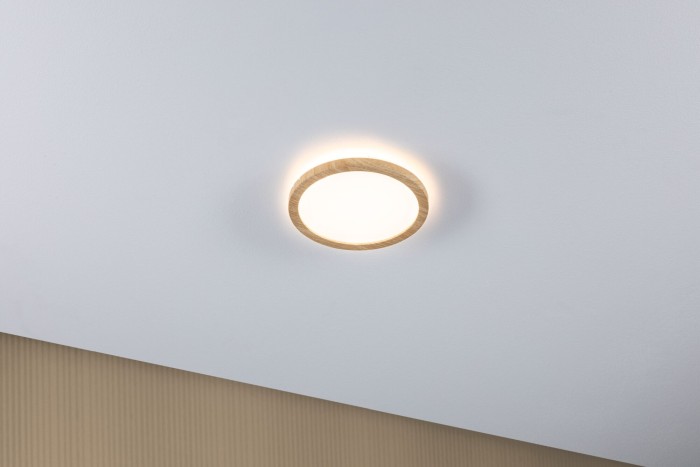 Panel LED Atria Shine Backlight, IP44, rotund, 190mm, 11,2W, 850lm, 3000K, aspect lemn [2]