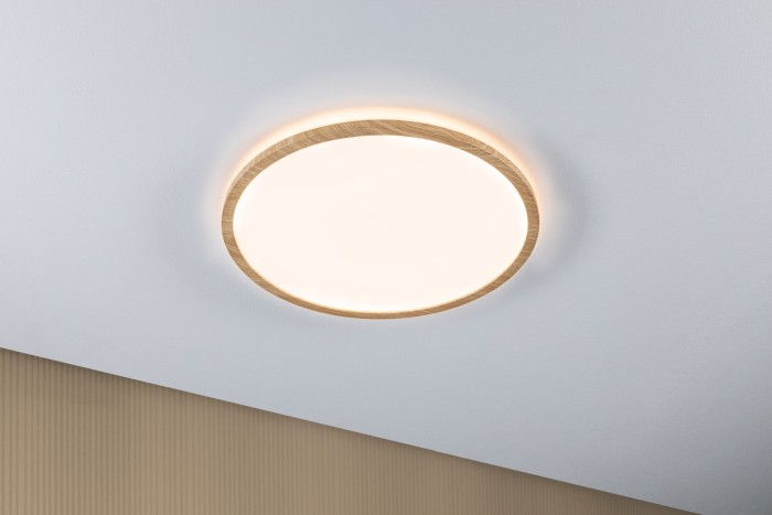 Panel LED Atria Shine Backlight, IP44, rotund, 420mm, 22W, 2300lm, 3000K, aspect lemn [3]
