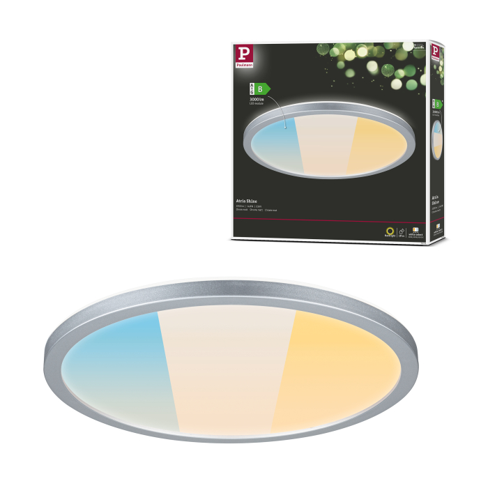 Panel LED Atria Shine, IP44, rotund, 298mm, 14,8W, 2250lm, 3000 - 6500K, crom mat [8]