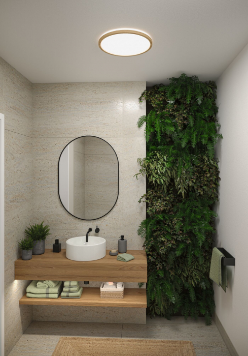 Panel LED Atria Shine, IP44, rotund, 398mm,  20,8W, 2800lm, aspect lemn, temperatură de culoare variabilă [5]