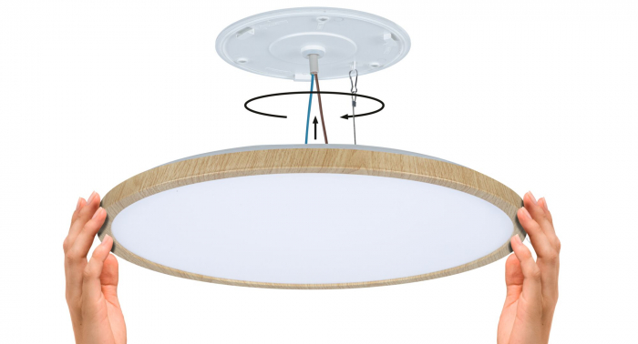 Panel LED Atria Shine, IP44, rotund, 398mm,  20,8W, 2800lm, aspect lemn, temperatură de culoare variabilă [2]