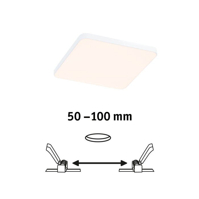 Panou încastrabil Veluna Edge VariFit LED, IP44, pătrat, 120x120mm, 650lm, 3000K, alb [2]