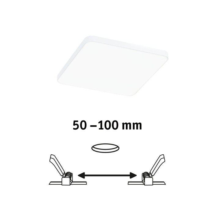 Panou încastrabil Veluna Edge VariFit LED, IP44, pătrat, 120x120mm, 650lm, 4000K, alb [2]