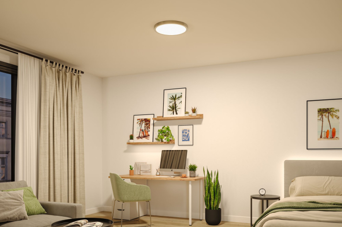 Panou LED Abia 2, White Select, cu senzor crepuscular și de mișcare, rotund, 400mm, 16W, 1400lm, 2700 - 4000K, crom mat [3]