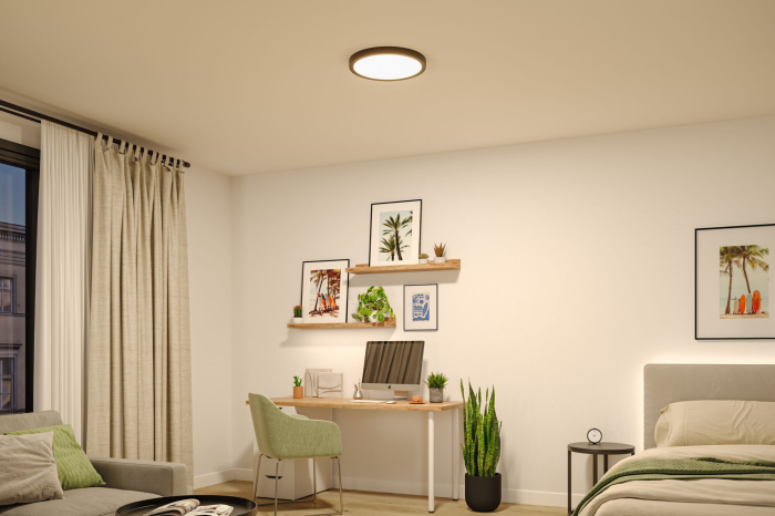 Panou LED Abia 2, White Select, cu senzor crepuscular și de mișcare, rotund, 400mm, 16W, 1400lm, 2700 - 4000K, negru [4]