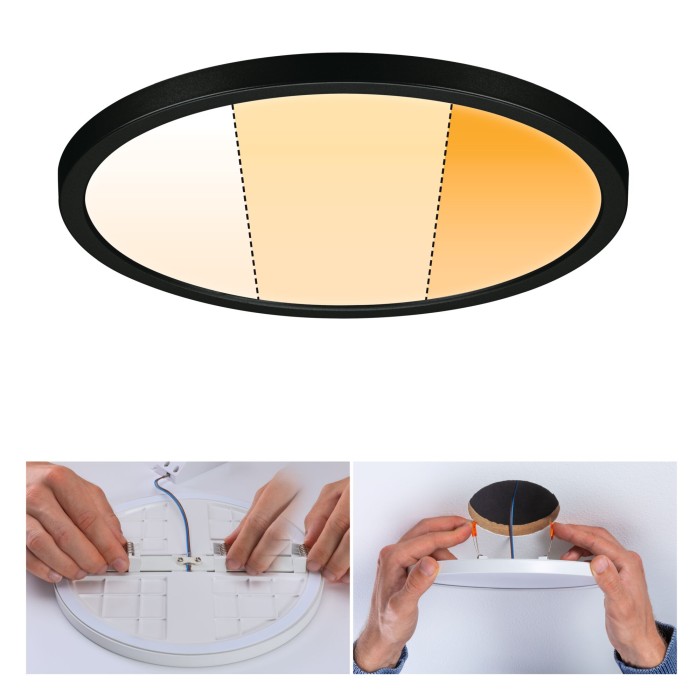 Panou încastrabil Areo VariFit LED, Dim to Warm, IP44, rotund, 230mm, 2000 - 4000K, negru, cu flux luminos variabil [2]