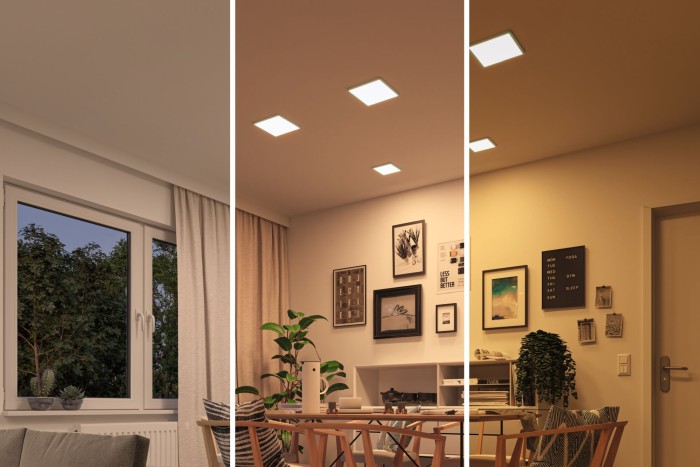 Panou încastrabil Areo VariFit LED, Dim to Warm, IP44, pătrat, 175x175mm, 2000 - 4000K, crom mat, cu flux luminos variabil [7]