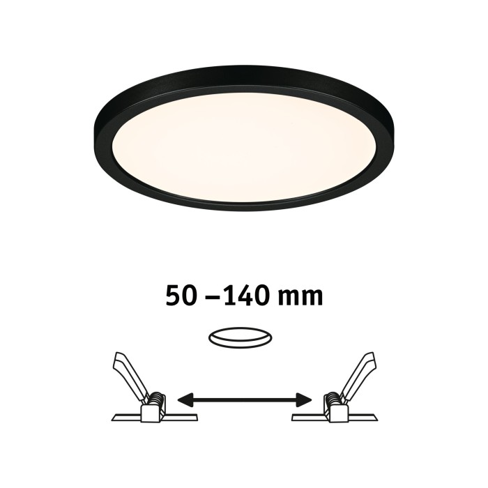Panou încastrabil Areo VariFit LED, IP44, rotund, 175mm, 3000K, negru [2]