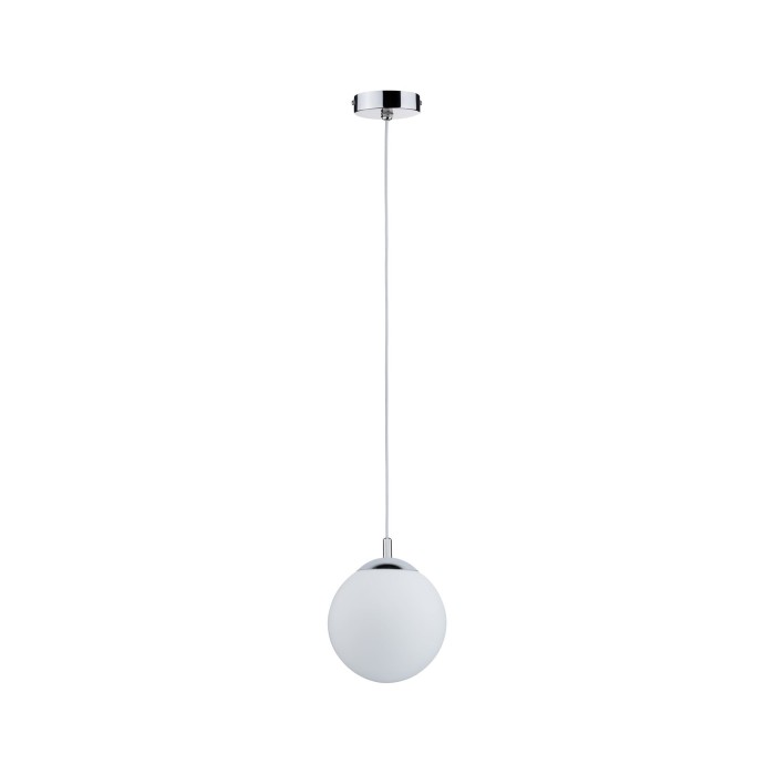 Pendul Globe cu fir textil gri, IP44, max 20W E27 satin/crom 230V sticlă/metal [2]