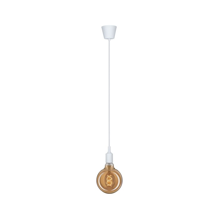 Pendul Ketil cu fir textil alb E27 2m max 1x20W cu soclu și bază albe, silicon-metal 230V [4]
