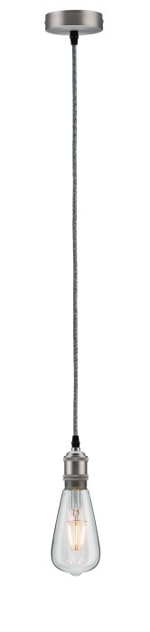 Pendul Ketil cu fir textil gri E27 2m max 1x20W cu soclu și bază gri, silicon-metal 230V [2]