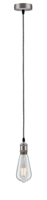 Pendul Ketil cu fir textil gri E27 2m max 1x20W cu soclu și bază gri, silicon-metal 230V [3]