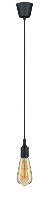 Pendul Ketil cu fir textil negru E27 2m max 1x20W cu soclu și bază negre, silicon-metal 230V, IP44 [4]