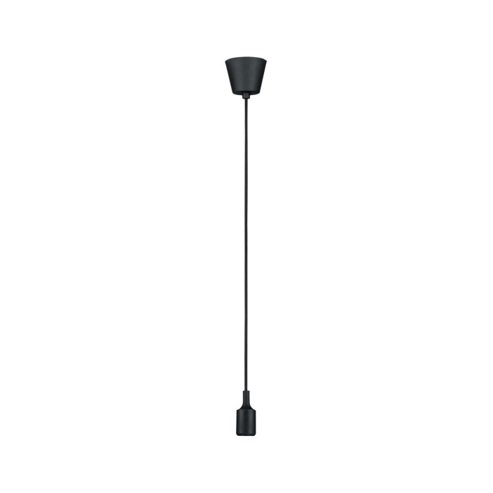 Pendul Ketil cu fir textil negru E27 2m max 1x20W cu soclu și bază negre, silicon-metal 230V [2]