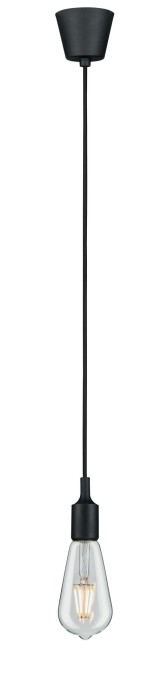 Pendul Ketil cu fir textil negru E27 2m max 1x20W cu soclu și bază negre, silicon-metal 230V, IP44 [5]