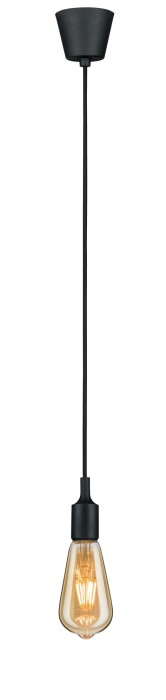 Pendul Ketil cu fir textil negru E27 2m max 1x20W cu soclu și bază negre, silicon-metal 230V, IP44 [2]