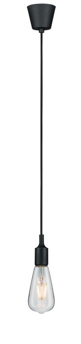 Pendul Ketil cu fir textil negru E27 2m max 1x20W cu soclu și bază negre, silicon-metal 230V, IP44 [3]