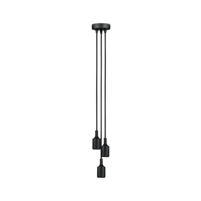 Pendul Ketil cu fir textil negru E27 2m max 3x20W cu soclu și bază negre, silicon-metal 230V [2]