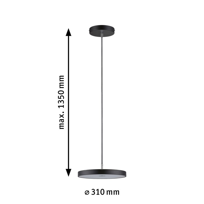 Pendul LED Hildor, 22W, 2700K, 1600lm, 230V, flux luminos variabil în 3 pași, negru mat [2]