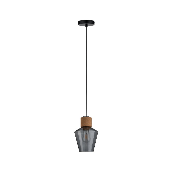 Pendul Neordic Edla cu fir textil max1x20W E27 sticlă afumată/plută/negru 230V sticlă/plută/metal [3]