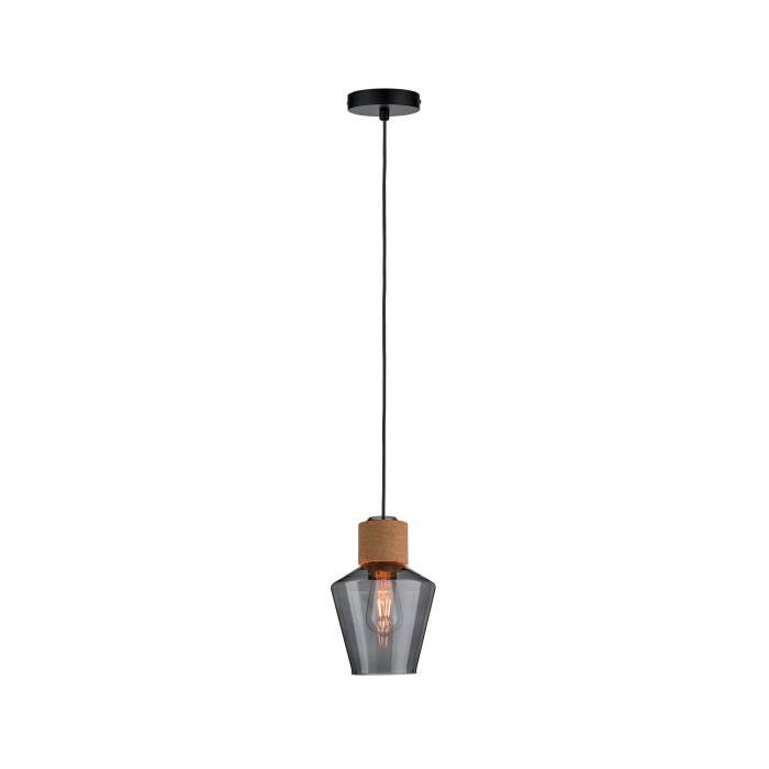 Pendul Neordic Edla cu fir textil max1x20W E27 sticlă afumată/plută/negru 230V sticlă/plută/metal [2]