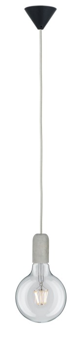 Pendul Neordic Jano cu fir textil gri max1x20W E27 cu soclu gri din beton și bază neagră din plastic 230V [5]