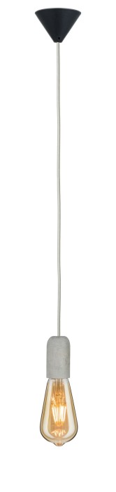 Pendul Neordic Jano cu fir textil gri max1x20W E27 cu soclu gri din beton și bază neagră din plastic 230V [2]
