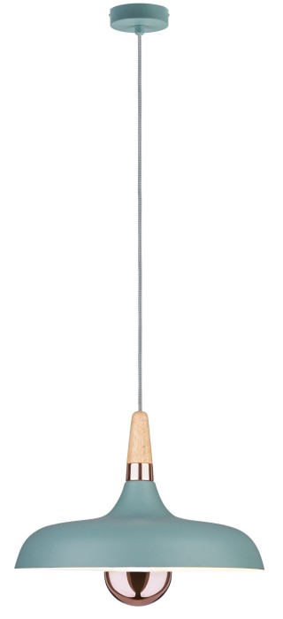 Pendul Neordic Juna cu fir textil 160mm max.1x20W E27 verde deschis/cupru/lemn 230V metal/lemn  [2]