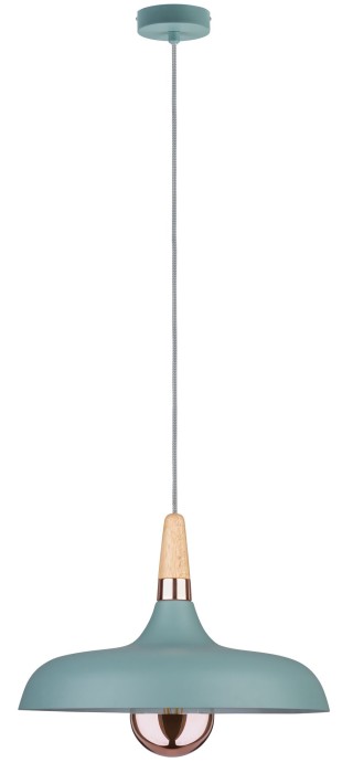 Pendul Neordic Juna cu fir textil 160mm max.1x20W E27 verde deschis/cupru/lemn 230V metal/lemn  [3]