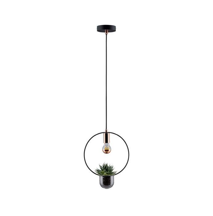 Pendul Neordic Tasja cu fir textil max1x20W E27 negru/cupru 230V metal [3]
