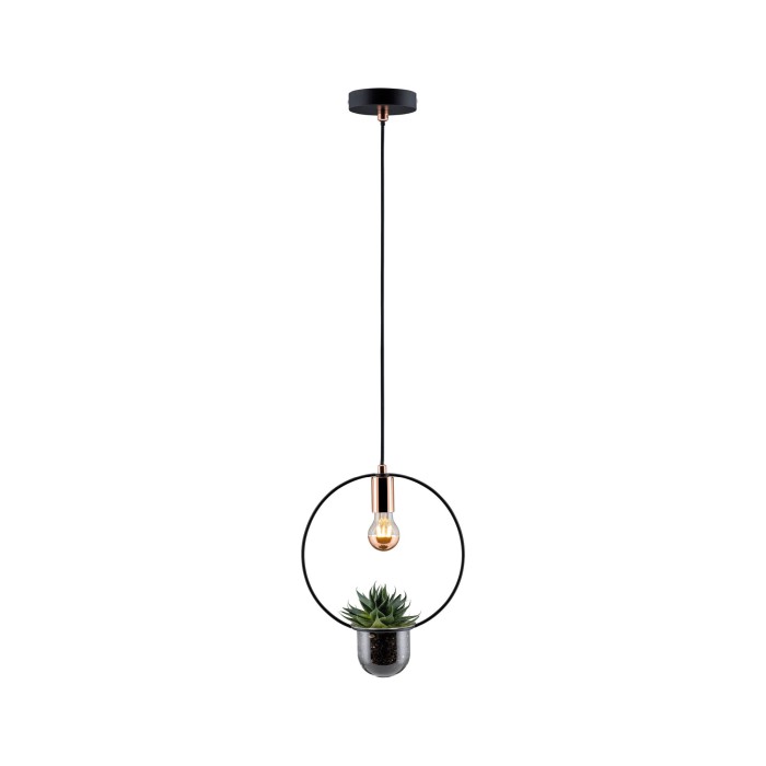 Pendul Neordic Tasja cu fir textil max1x20W E27 negru/cupru 230V metal [2]